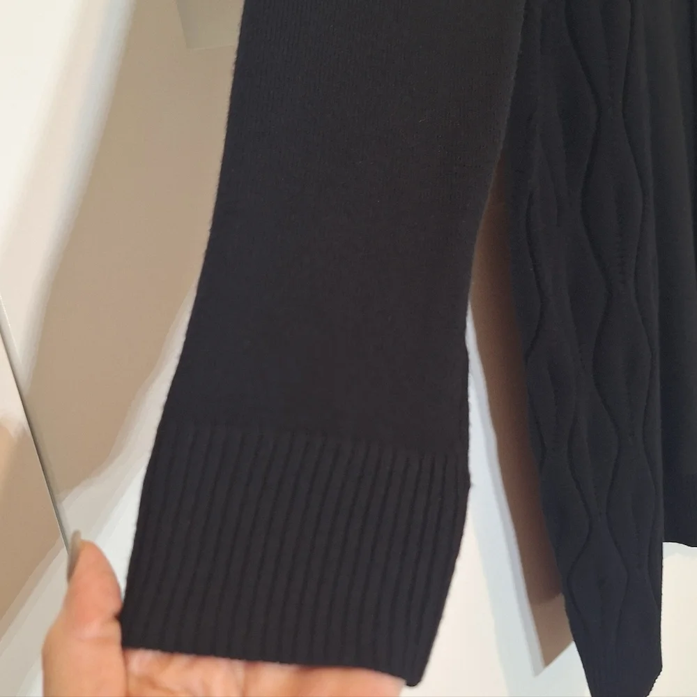 Stitchcount Black Open Front Knit Cardigan With Stretch Size Medium
